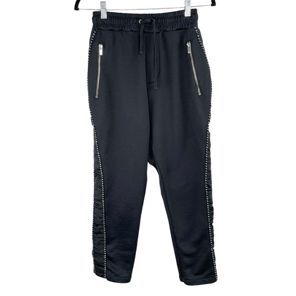 The Kooples Mens Grosgrain Trim Black Ankle Jogger Sweatpants Tapered Unisex L